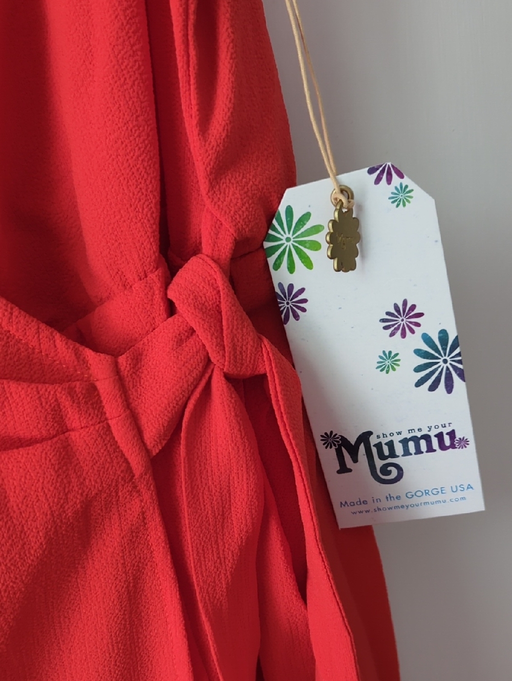 Show Me Your Mumu Daria red orange wrap jumpsuit Size Medium NEW NWT - Picture 7 of 8